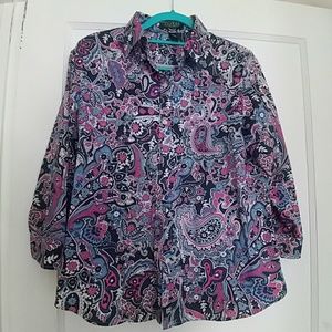Ralph Lauren pink and blue paisley blouse